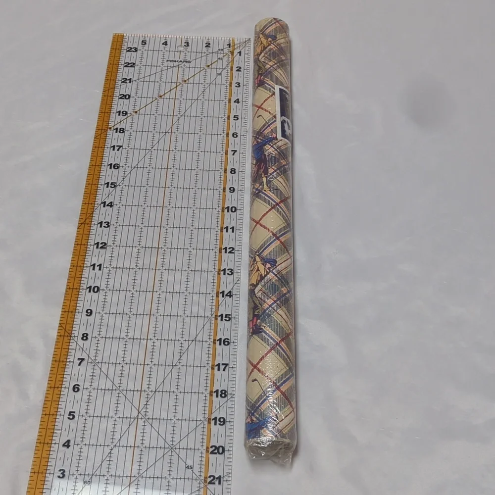 Vtg NOS Plaid Golfer Gift Wrap Paper Roll Approx 50 Sq Ft. Dad Father's Day Gift